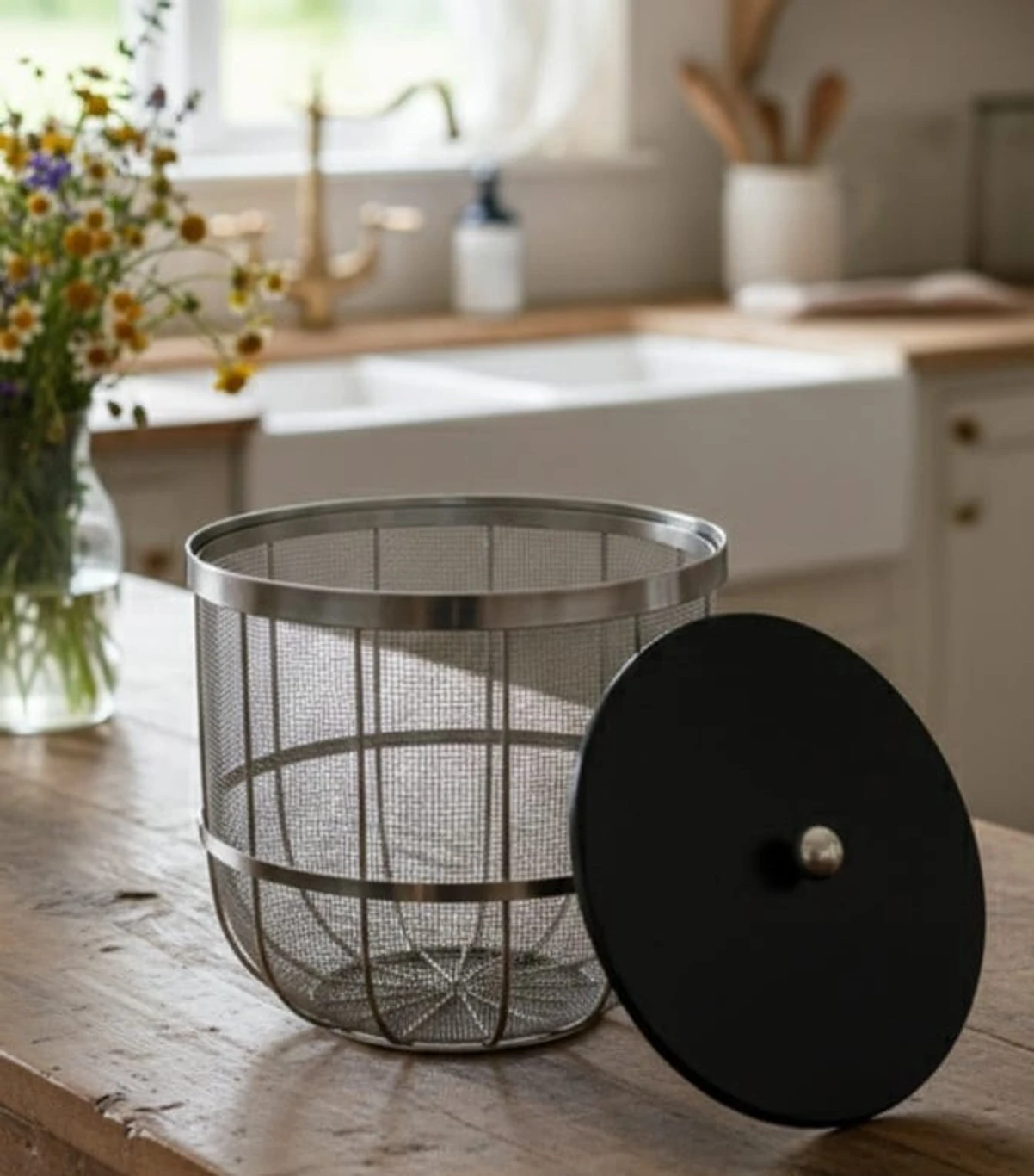Wire mesh storage basket