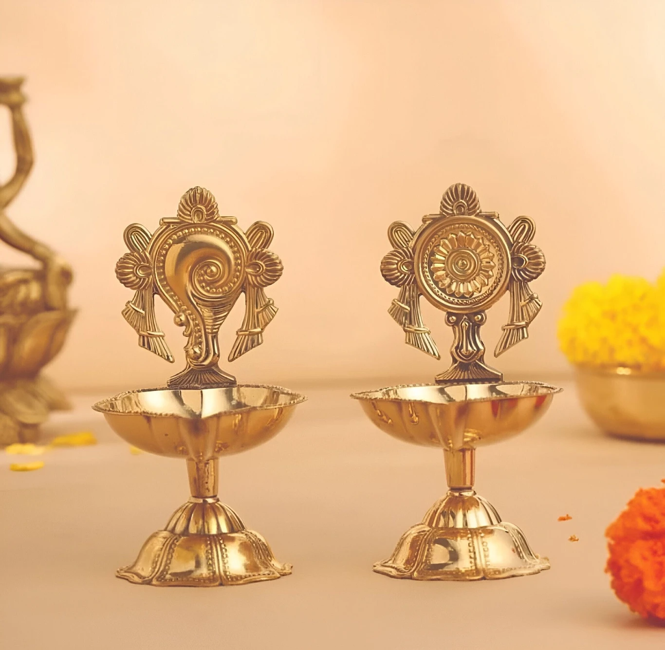 Traditional brass serving bowls